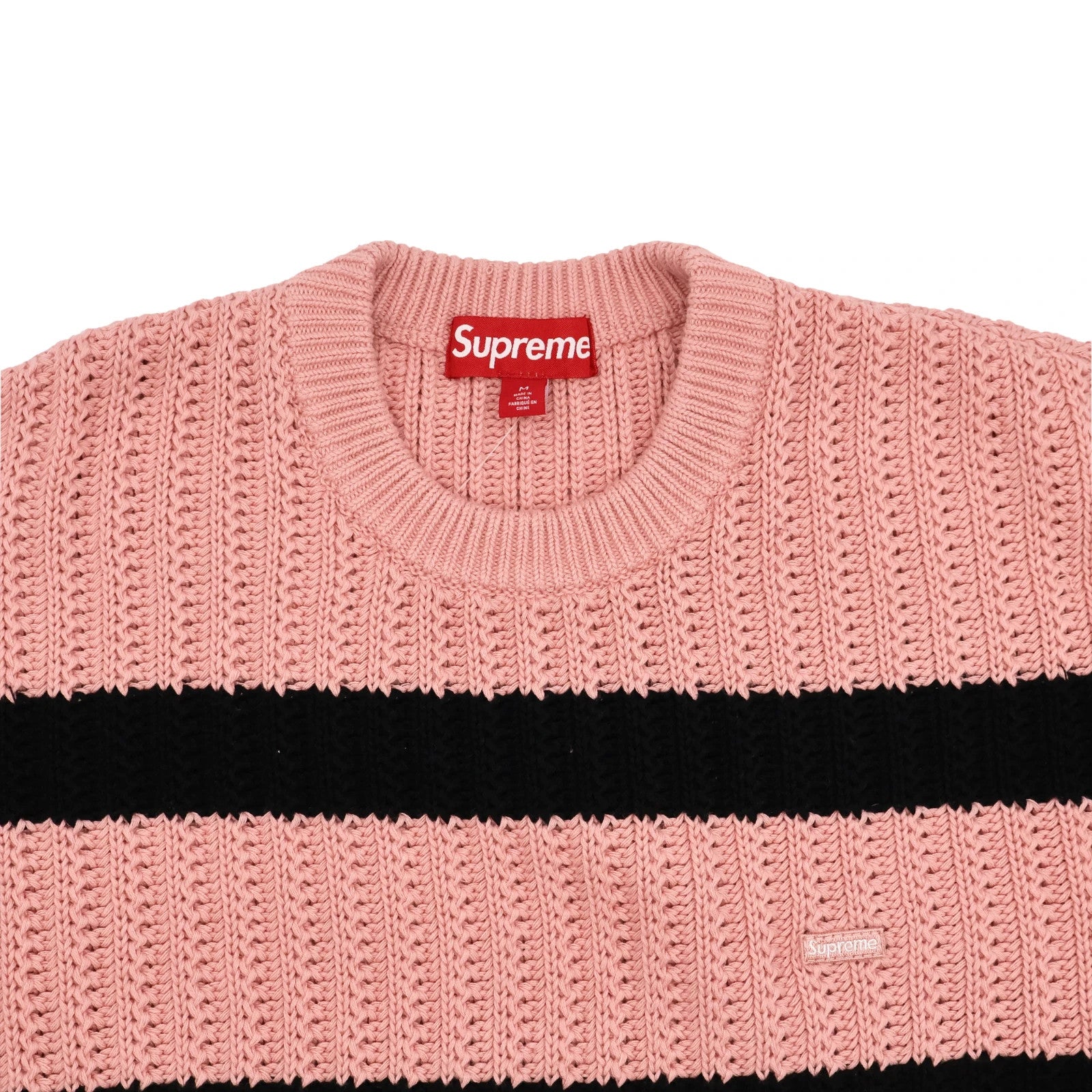 Supreme Loose Gauge Stripe Small Box Sweater Pink