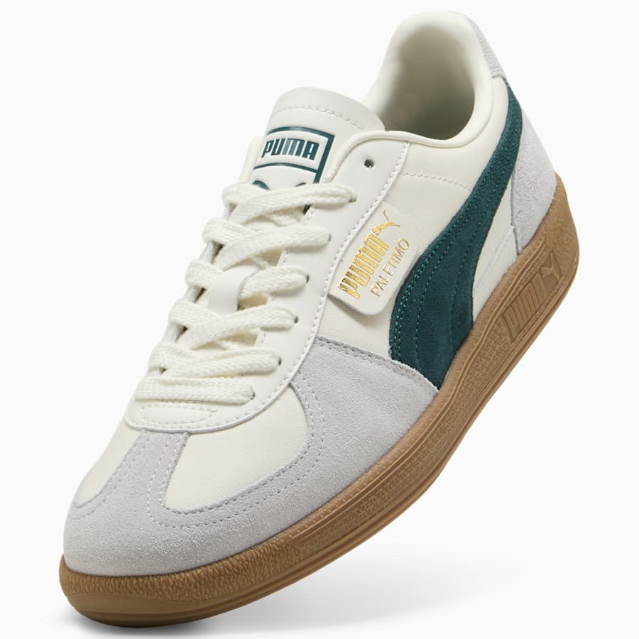 396464-22 Puma Palermo Leather Warm White Green Terrain (Men's)