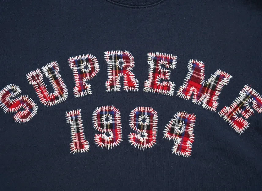Supreme Plaid Arc Crewneck "Navy"