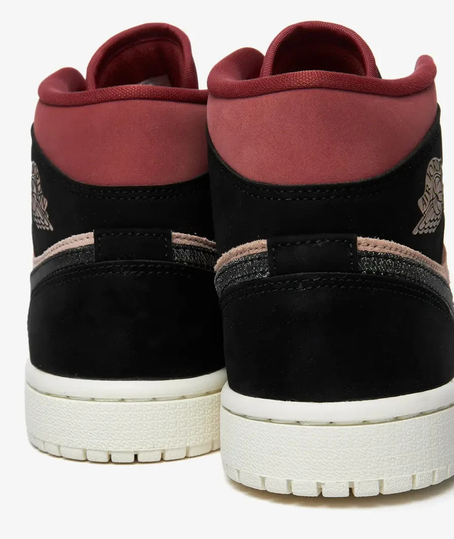 BQ6472-202 Nike Air Jordan 1 Mid Particle Beige Black-Canyon Rust-Sail (Women's)