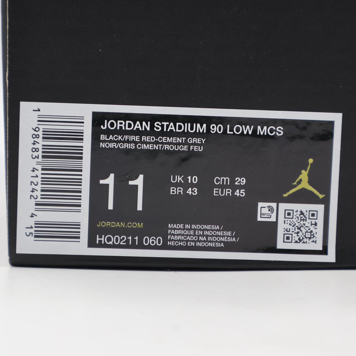 HQ0211-060 Nike Jordan Stadium 90 LOW MCS Black Cement Grey White Fire (Men's)