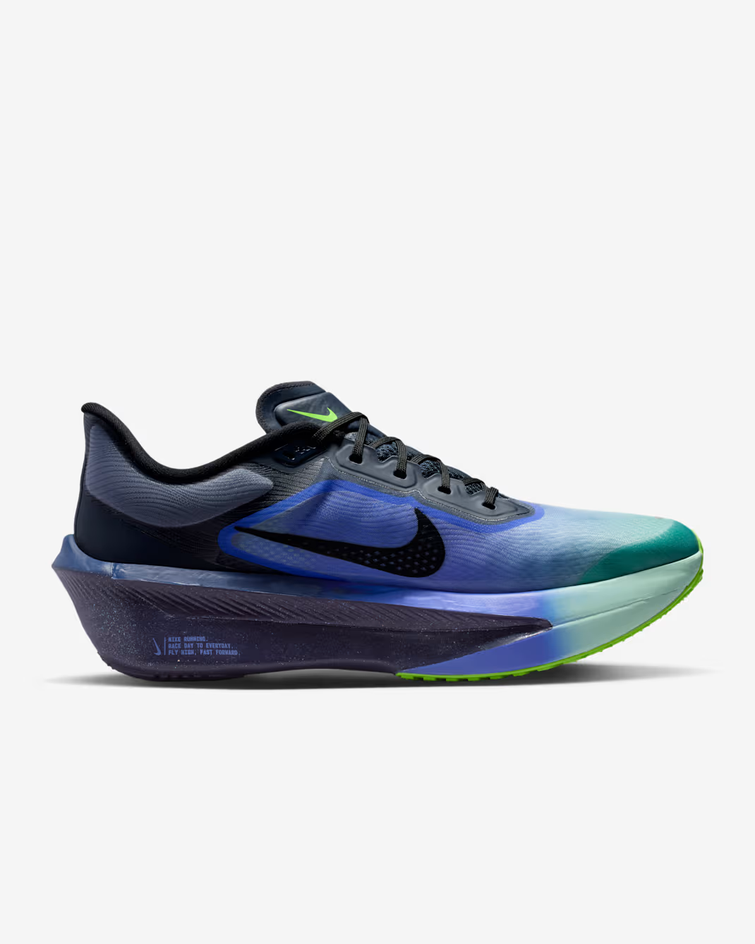IO9572-400 Nike Zoom Fly 6 Dark Obsidian Racer Blue Emerald Rise Black (Menâs)