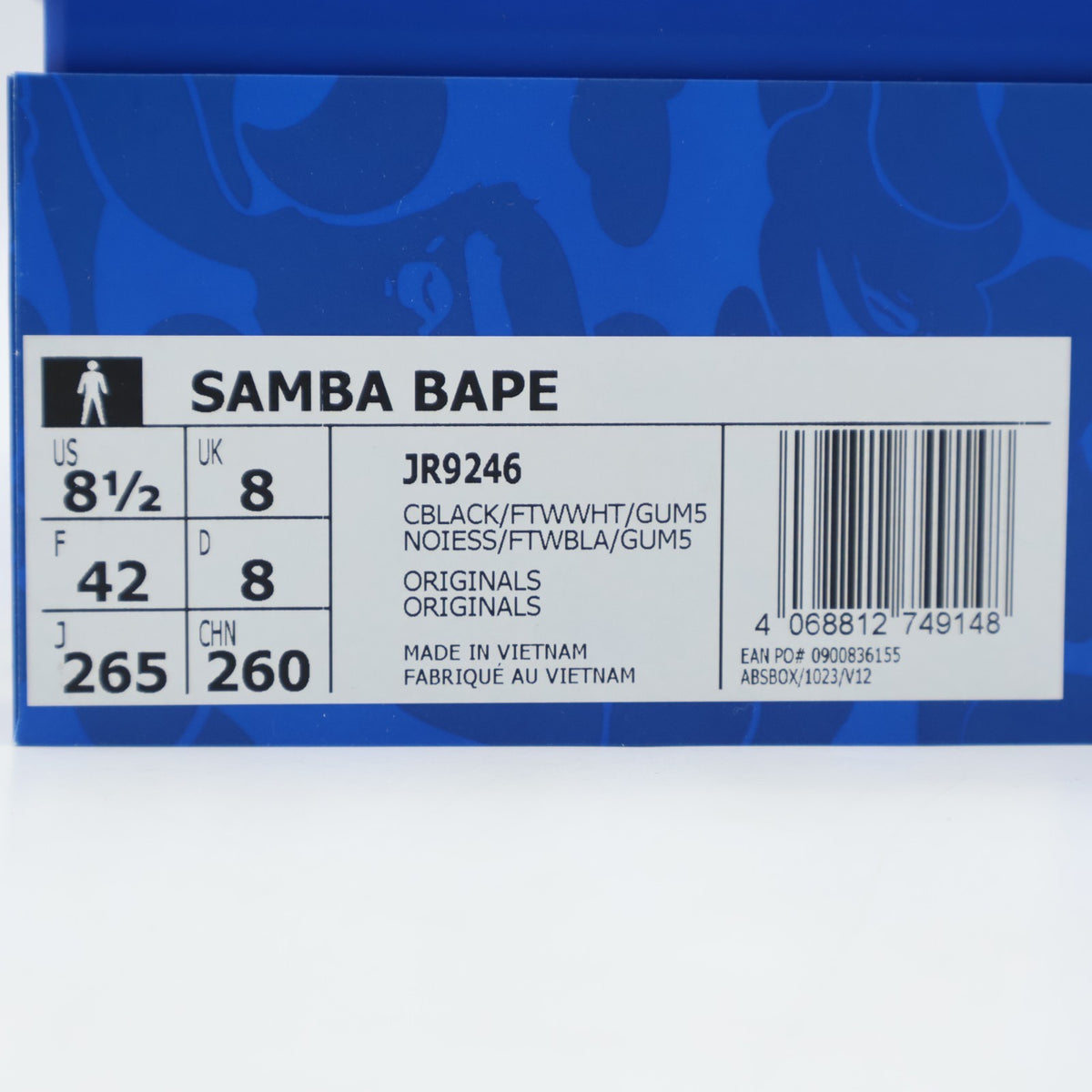 JR9246 A BATHING APE adidas Originals Samba Core Black Cloud White Gum (Men's)