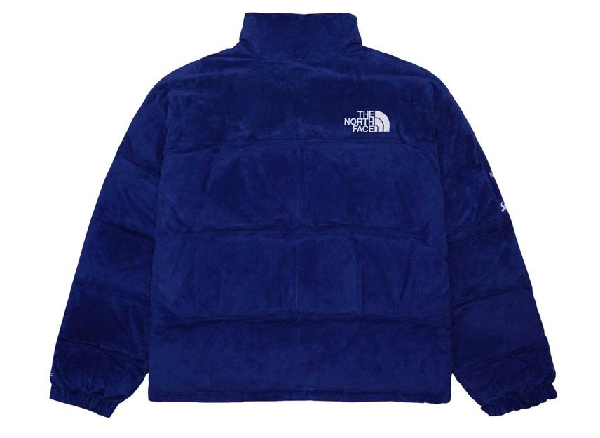 Supreme The North Face Suede Nuptse Jacket Blue