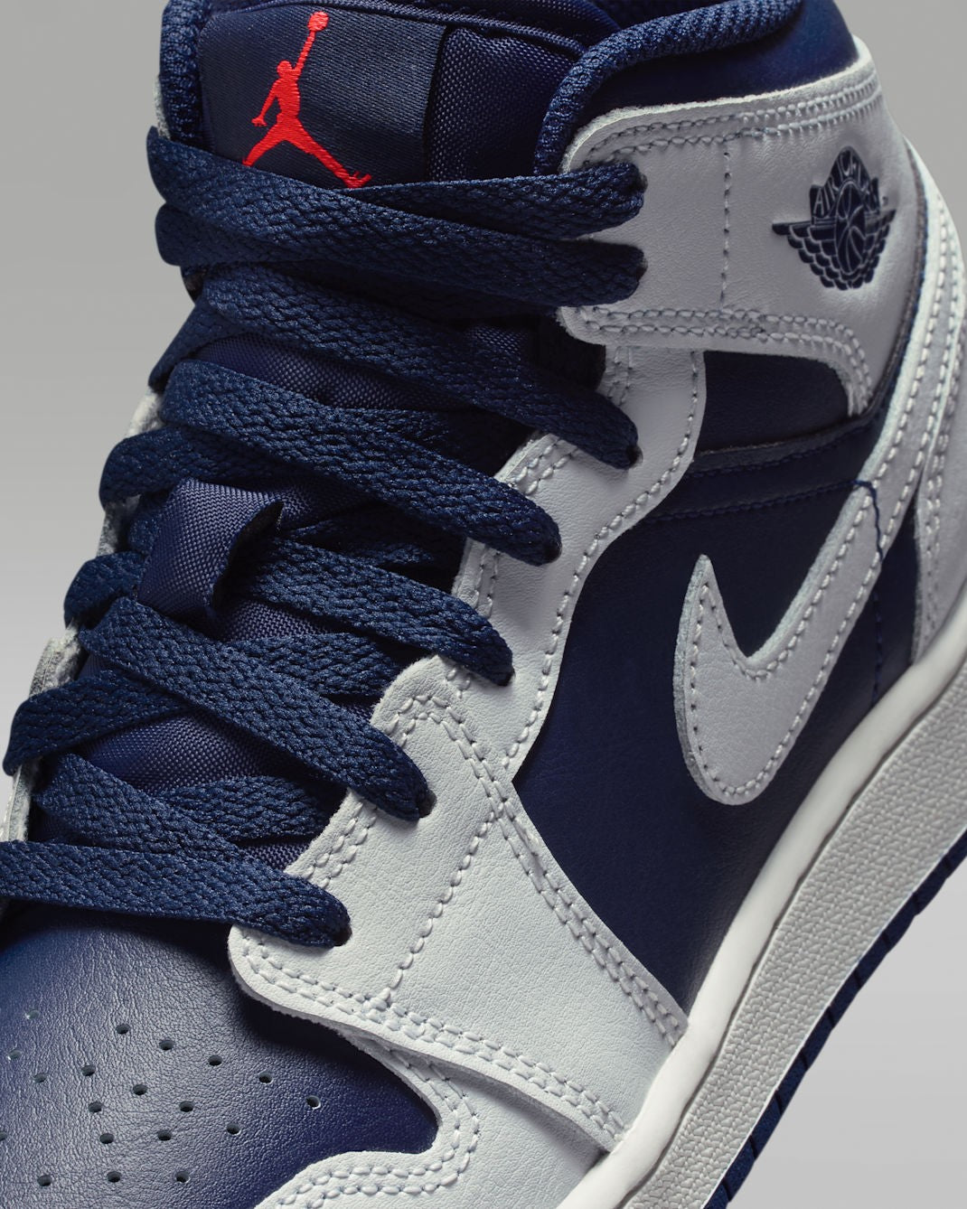 DQ8423-403 Nike GS Air Jordan 1 Mid Blue Void Summit White Hot Lava