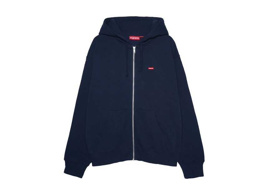 Supreme Small Box Zip Up Hooded Sweatshirt Navy