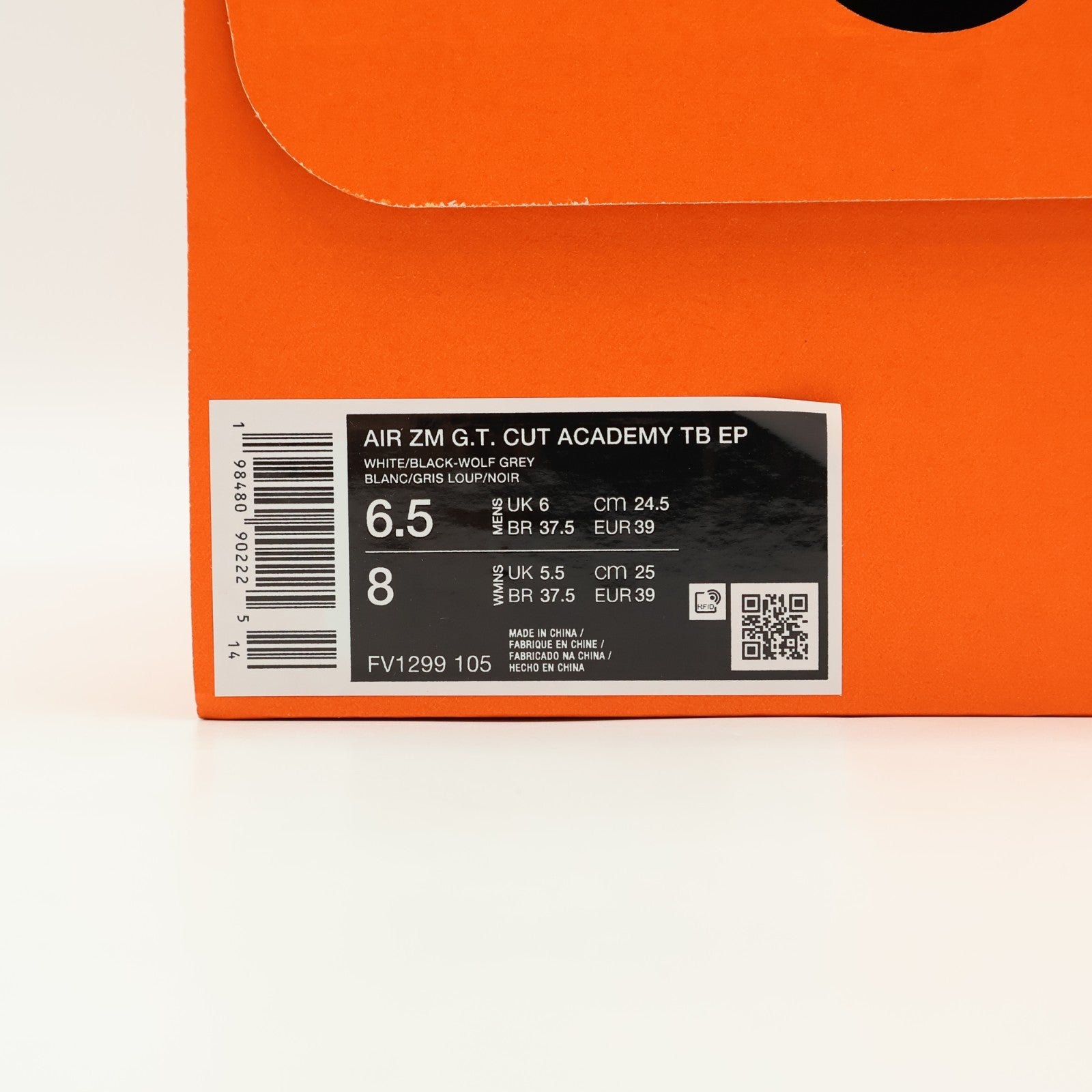 FV1299-105 Nike GT Cut Academy White Wolf Grey Black (Men's)
