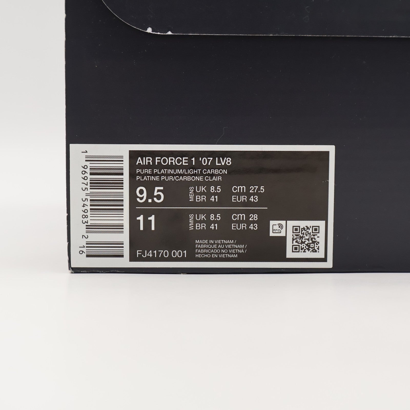 FJ4170-001 Nike Air Force 1 Low '07 LV8 Pure Platinum Light Carbon Grey (Men's)