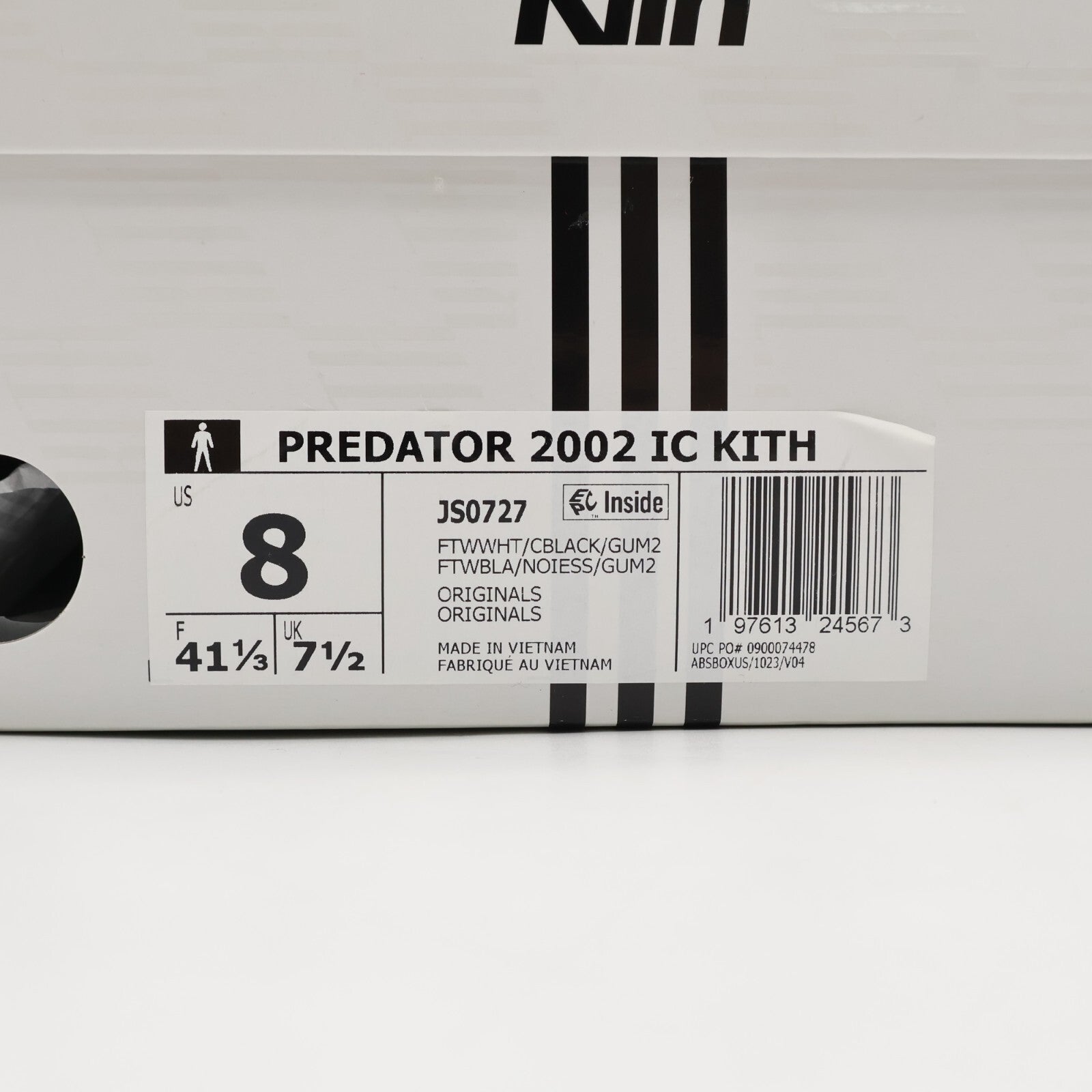 JS0727 Kith Ã adidas Football Predator 2002 IC White Black Gum (Men's)