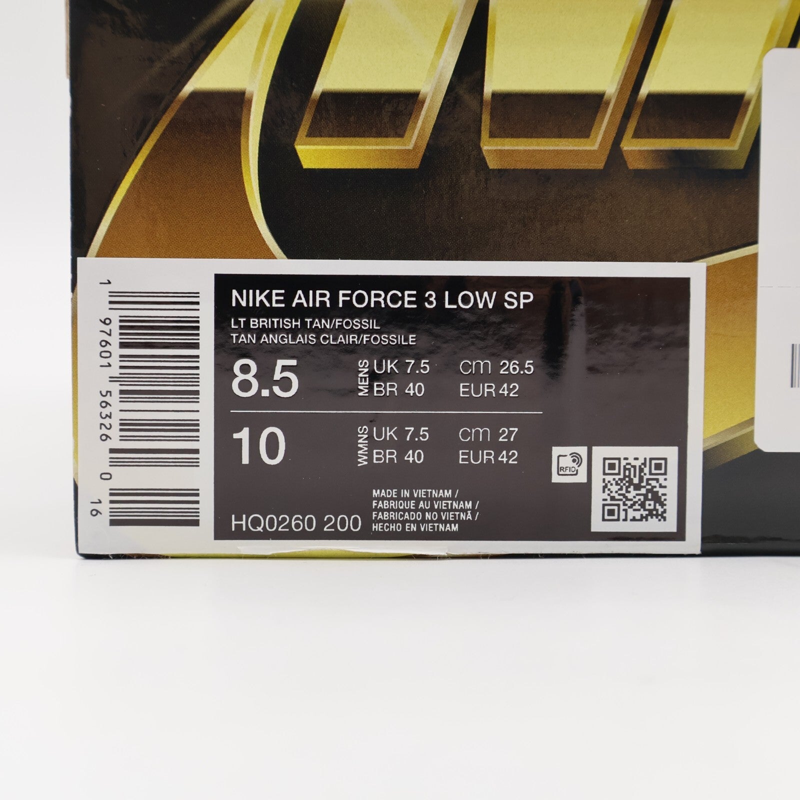 HQ0260-200 NIGO Nike Air Force 3 Low SP Beige Heel Logo NIGO (Men's)