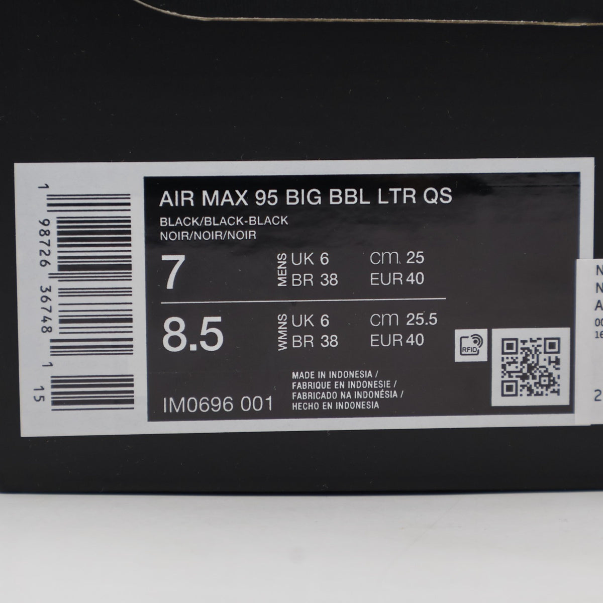 IM0696-001 Nike Air Max 95 Leather Big Bubble QS Triple Black (Men's)