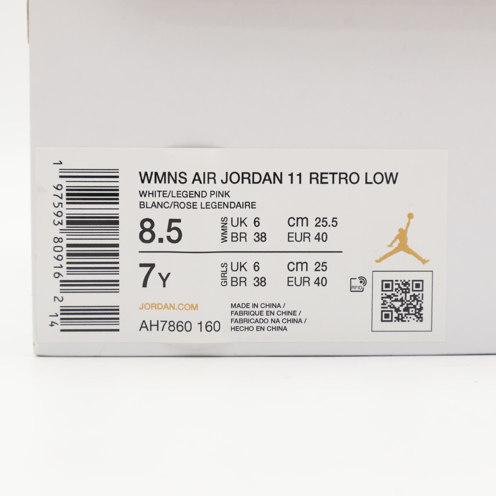 AH7860-160 Nike Air Jordan 11 Retro Low Legend Pink (Women's)