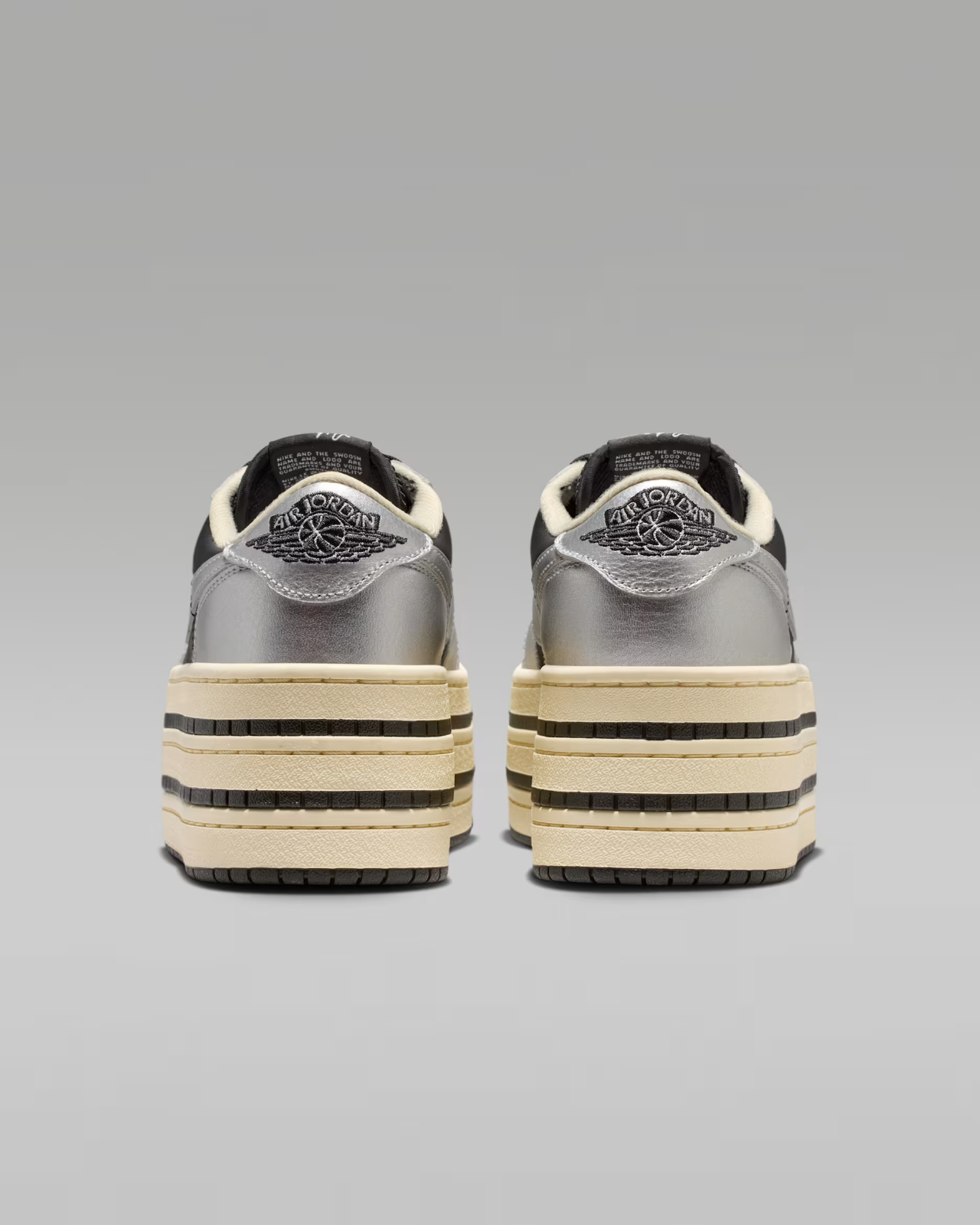 HV8288-001 Nike Air Jordan 1 Triple Stack "Metallic Silver/Black" (Women's)