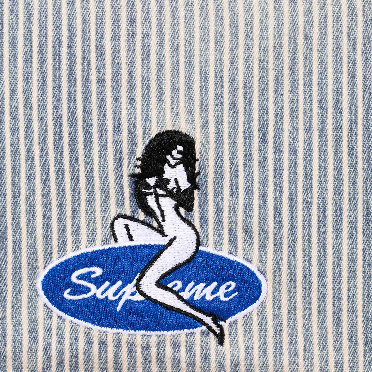 Supreme Quilted Lined Denim Snap Shirt Stripe