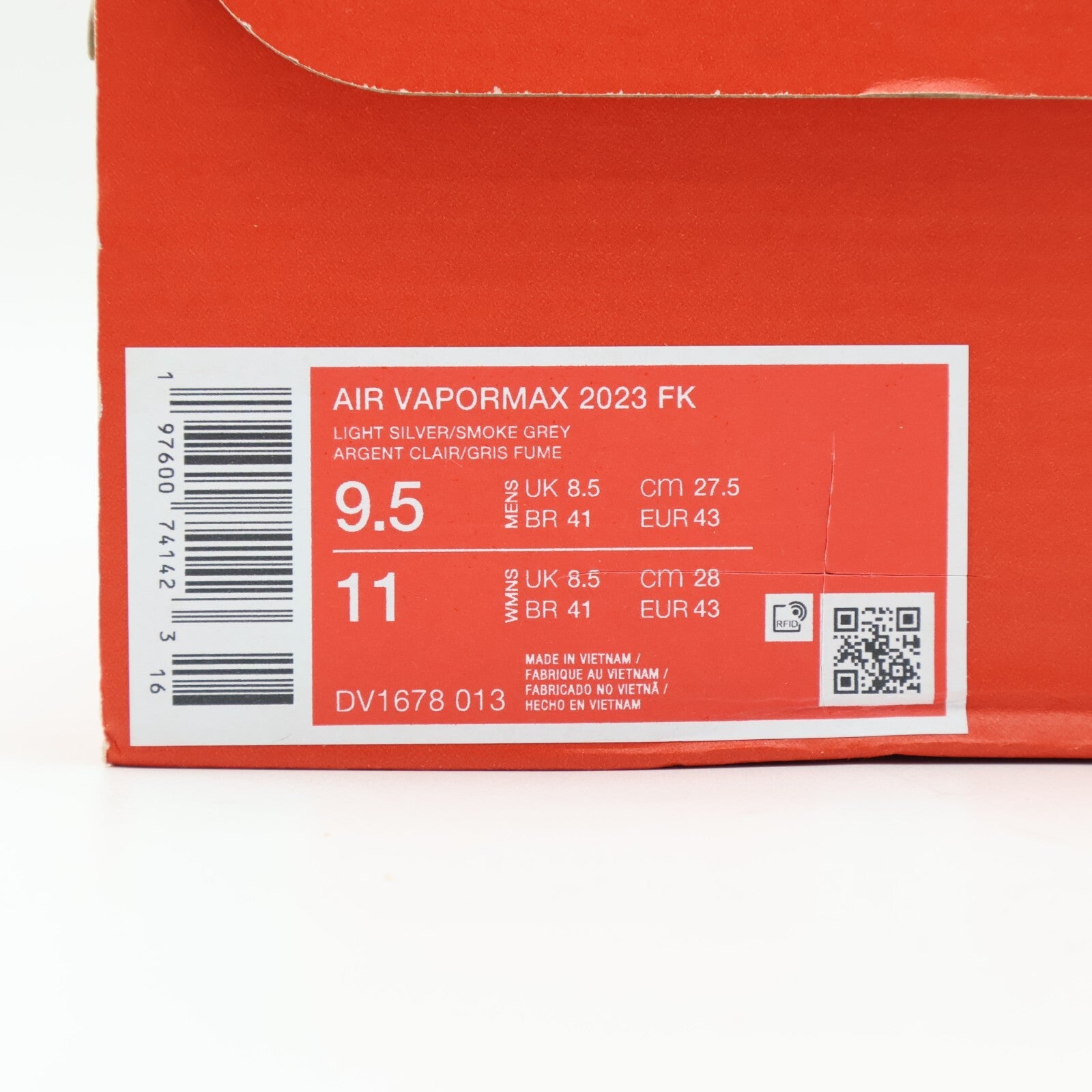 DV1678-013 Nike Air VaporMax 2023 Flyknit Light Grey Crimson (Men's)
