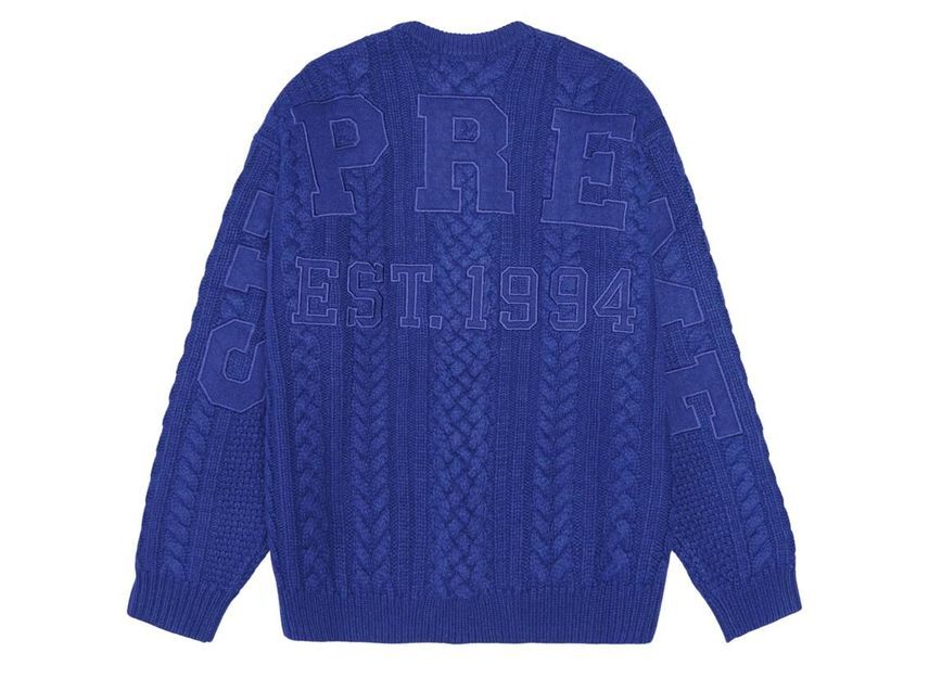 Supreme Applique Cable Knit Sweater Navy