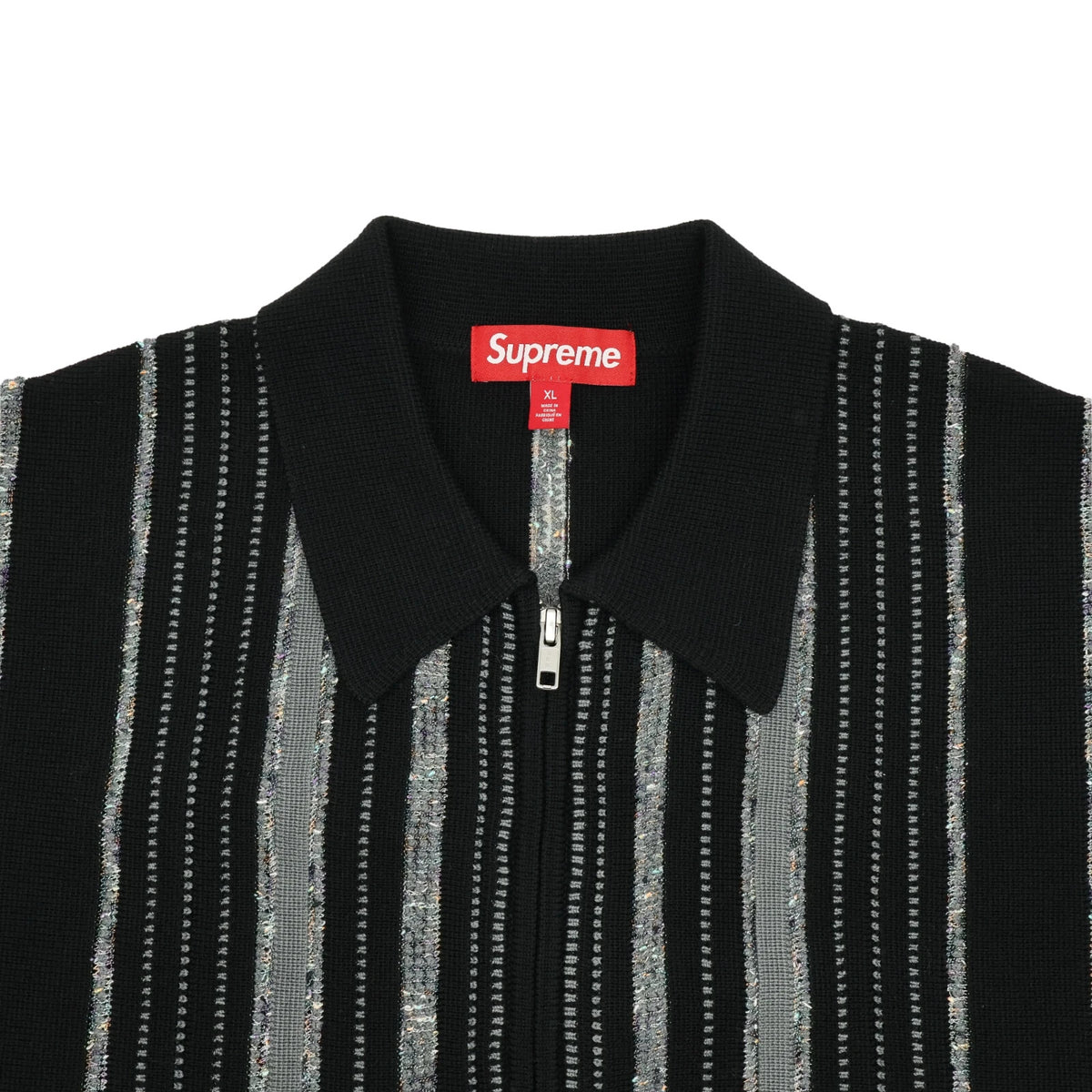 Supreme Speckle Stripe Zip Up Cardigan Black