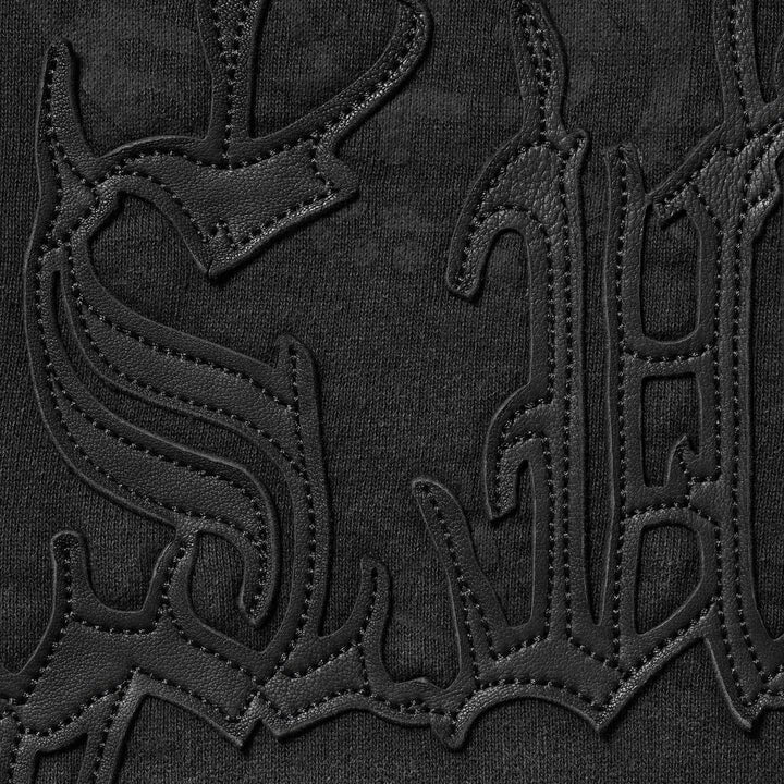 Supreme Leather Applique Zip Up Hooded Sweatshirt Black