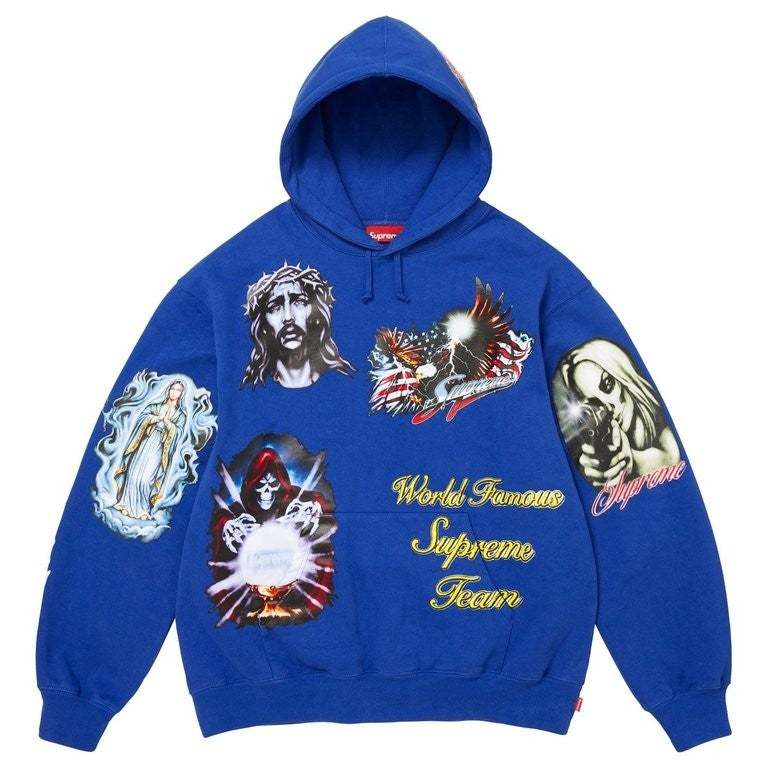 Supreme Stickers Hooded Sweatshirt Royal