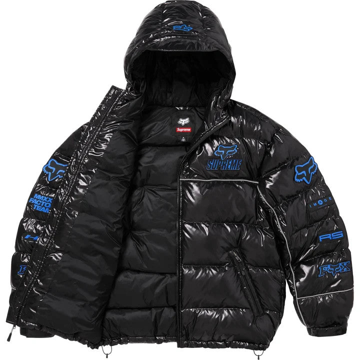 Supreme Fox Racing Shiny Down Puffer Jacket Black