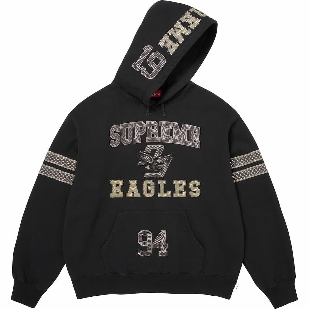 Supreme Rhinestone Eagle Hooded Sweatshirt Black