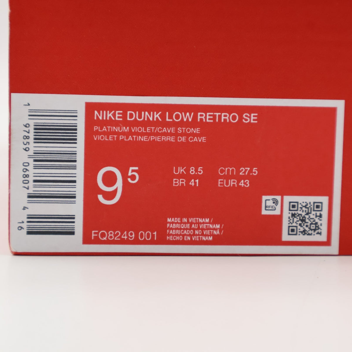 FQ8249-001 Nike Dunk Low SE Platinum Violet Cave Stone (Men's)