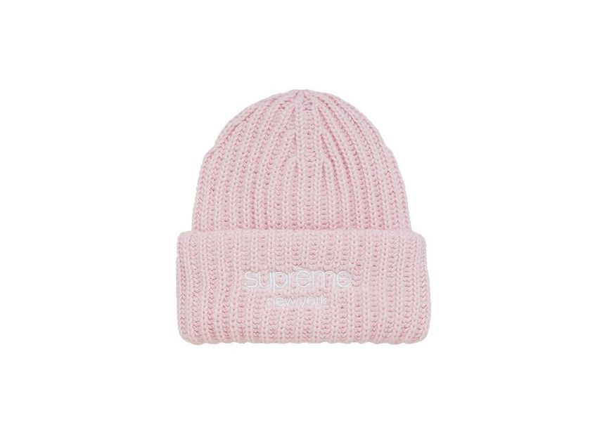 Supreme Classic Logo Chunky Ribbed Beanie Pink