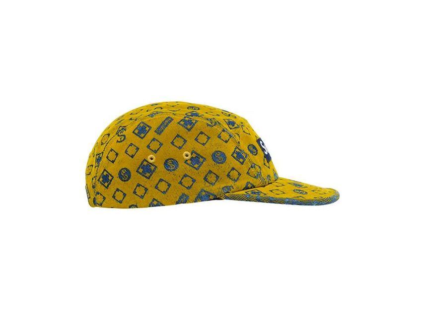 Supreme Flocked Denim Camp Cap Mustard