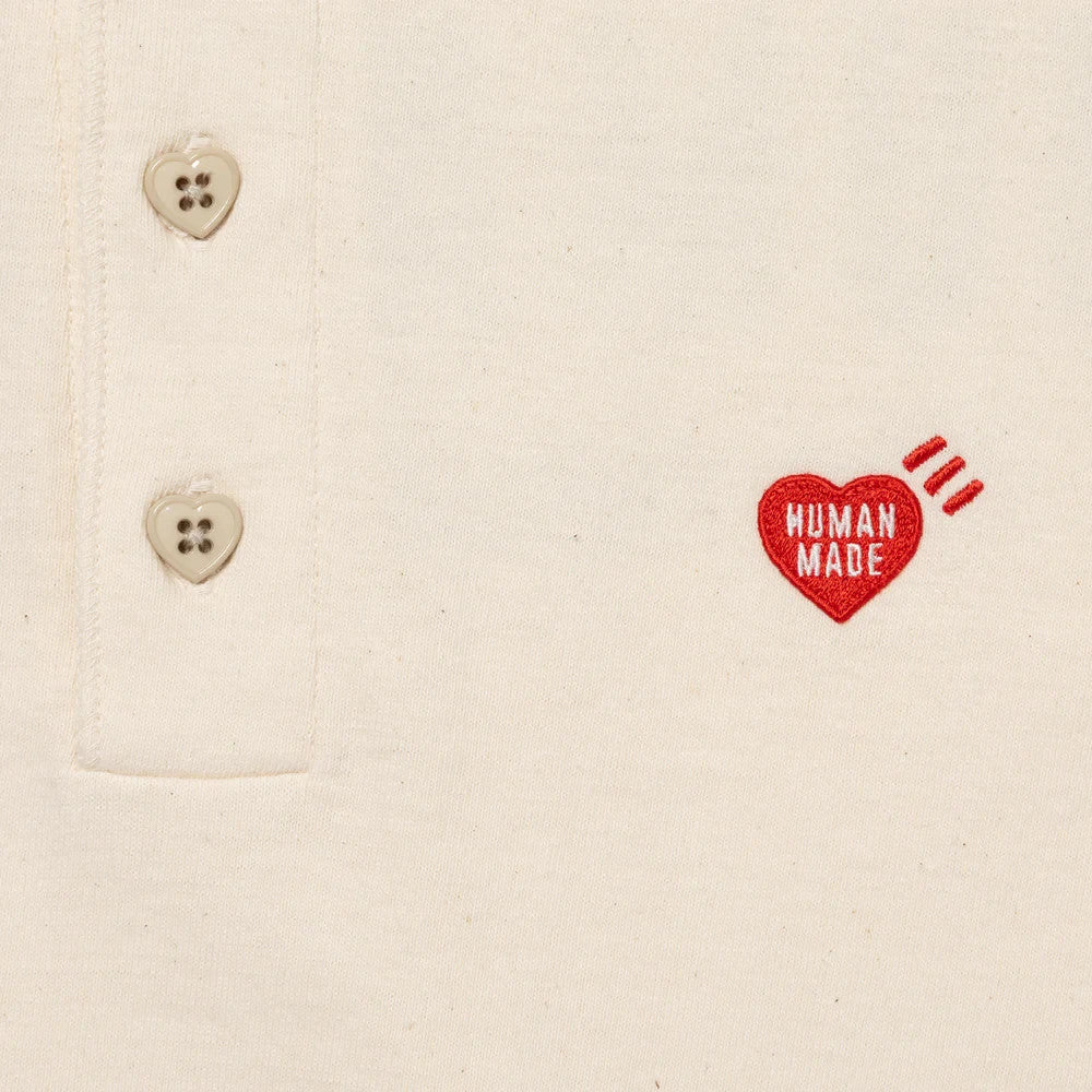 HUMAN MADE Henley Neck L/S T-Shirt White
