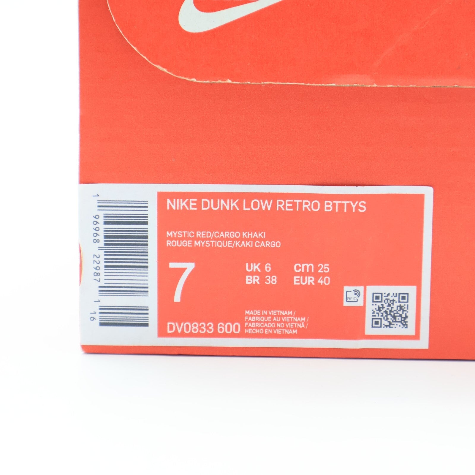 DV0833-600 Nike Dunk Low Mystic Red (Men's)