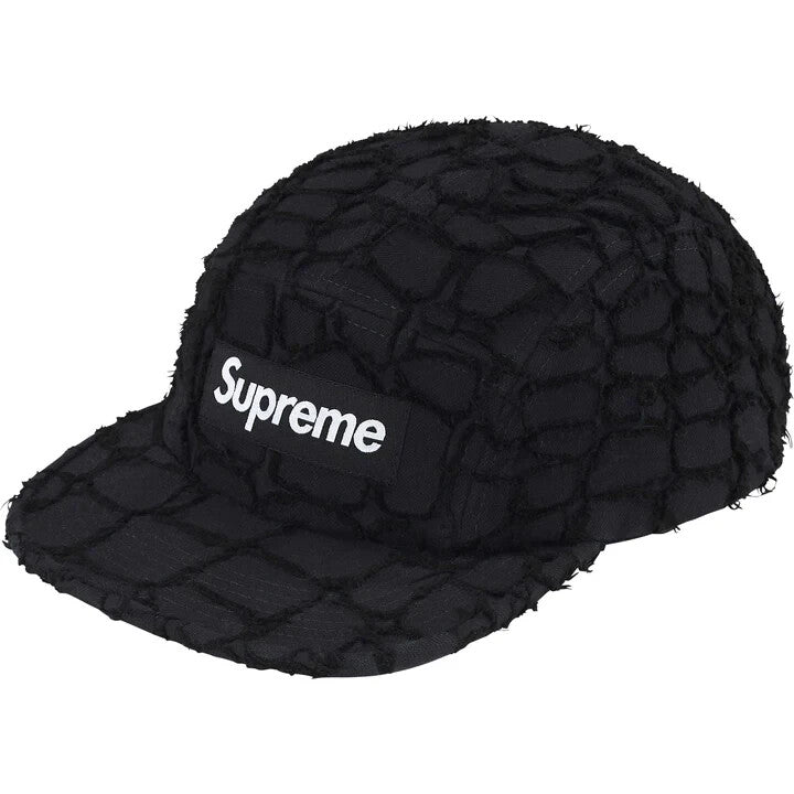 Supreme Frayed Croc Denim Camp Cap Black