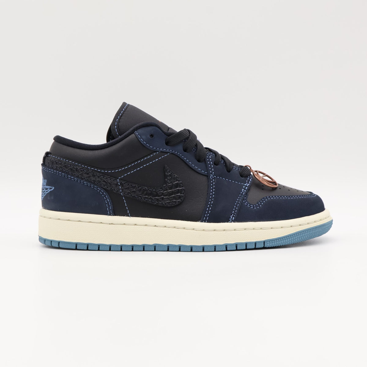 FJ5478-010 Nike Air Jordan 1 Low Navy Black Snakeskin Dark Obsidian (Women's)