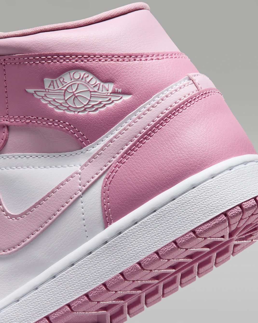 BQ6472-605 Nike Women's Air Jordan 1 Mid Elemental PinkIced Carmine (Women's)