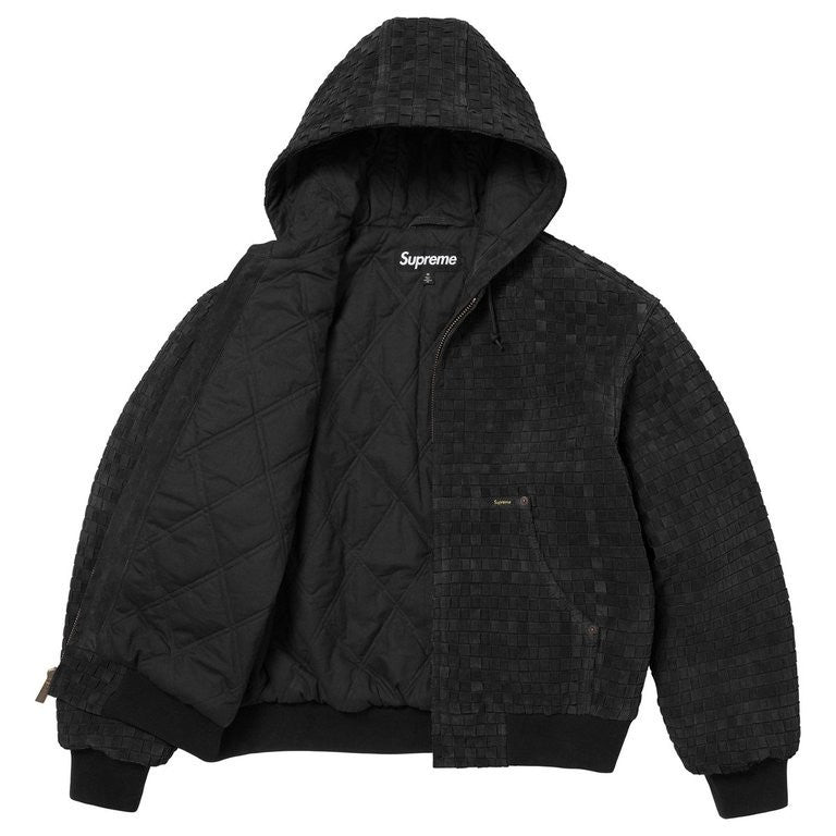 Supreme Woven Suede Hooded Work Jacket Black