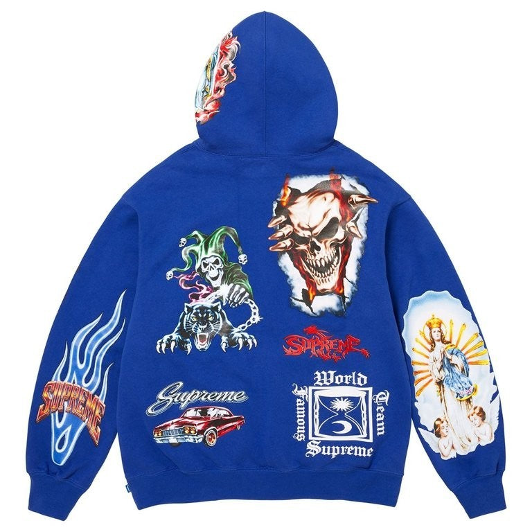 Supreme Stickers Hooded Sweatshirt Royal