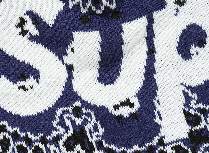 Supreme Bandana Big Logo Beanie Blue