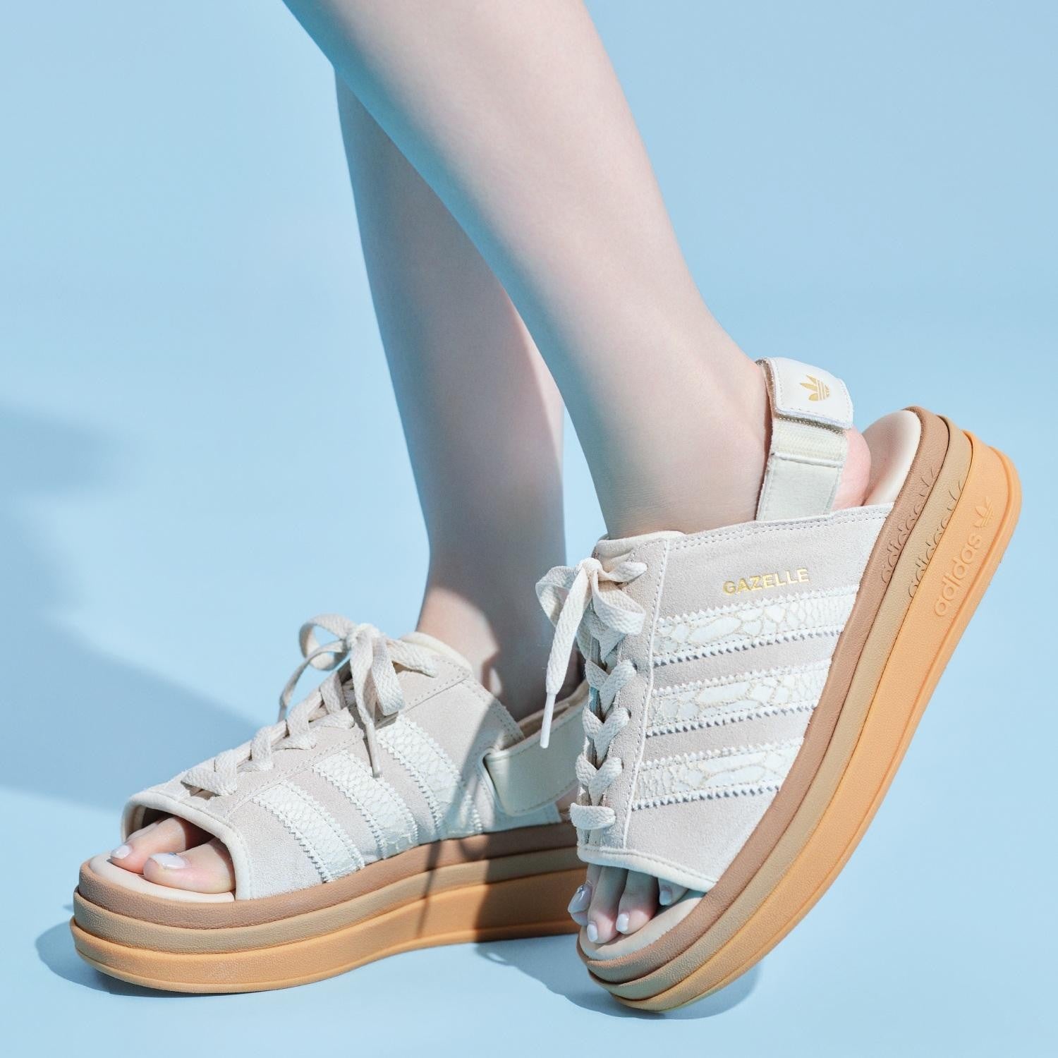 IH6632 adidas Gazelle Bold Sandals Alumina Gold Metallic (Women's)