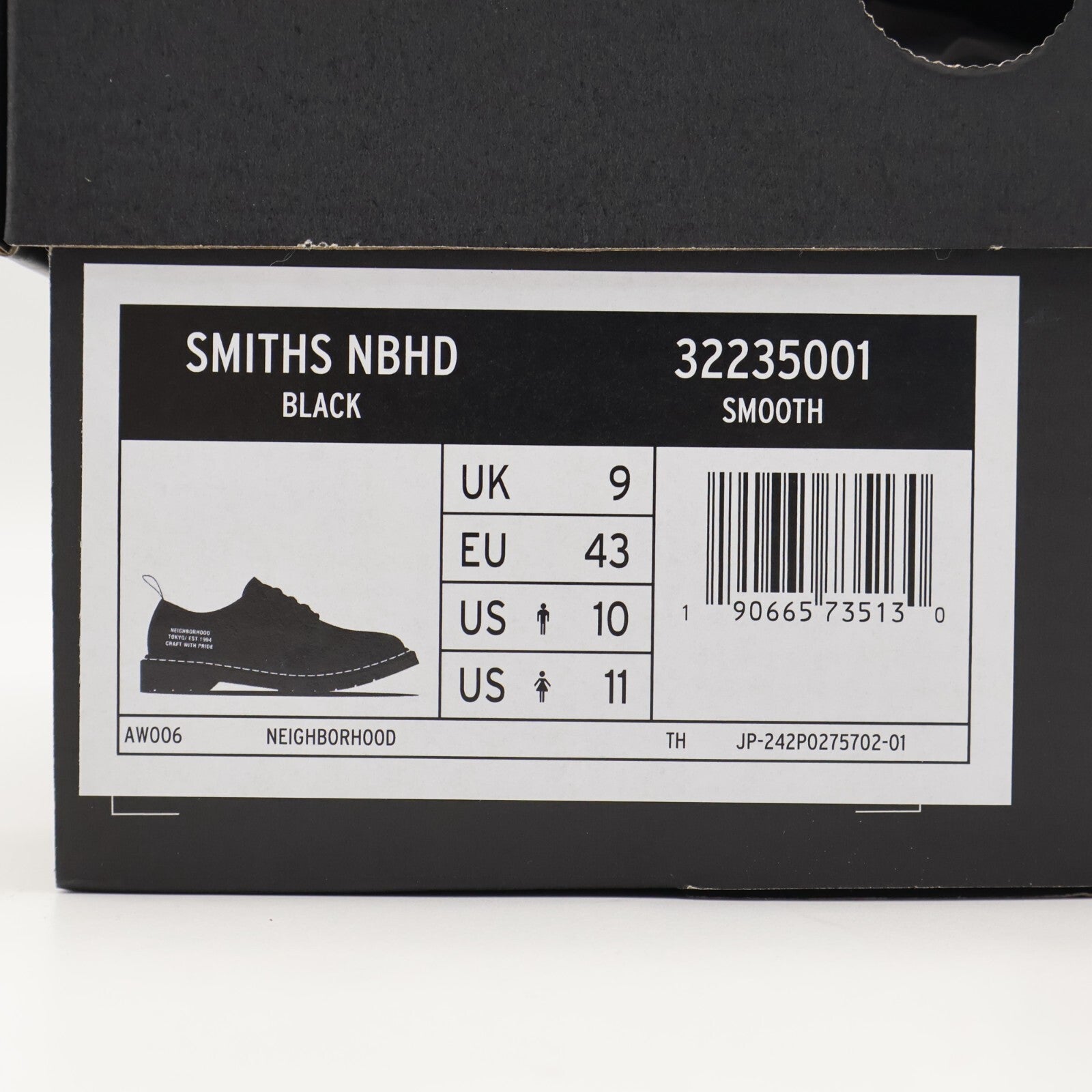 32235001 NEIGHBORHOOD Dr.Martens Smith 4 Hole Black (Men's)