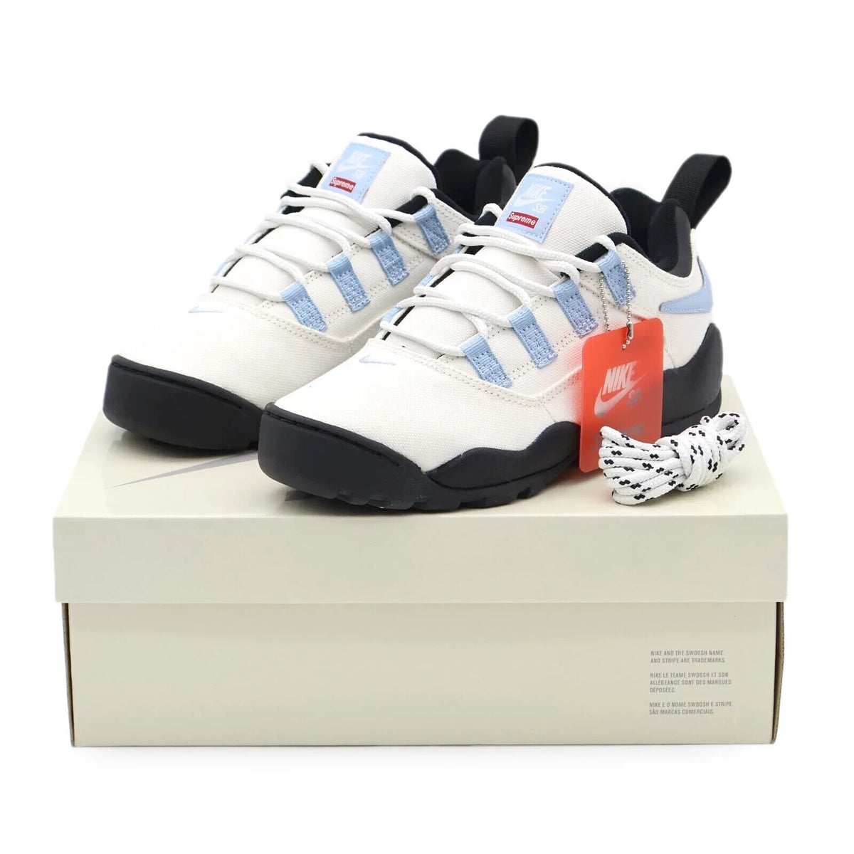 FQ3000-100 Supreme Nike SB Darwin Low White Sail Boarder Blue Black (Men's)