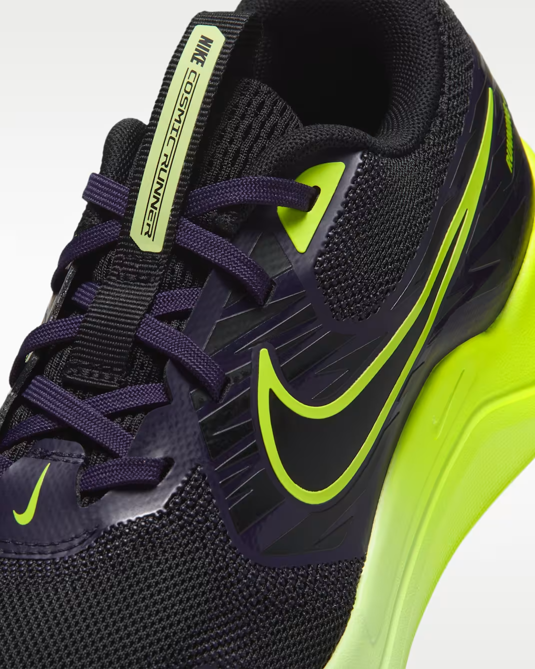 IU8571-032 Nike GS Cosmic Runner "Black/Purple Dynasty/Barely Volt/Lemon Venom"