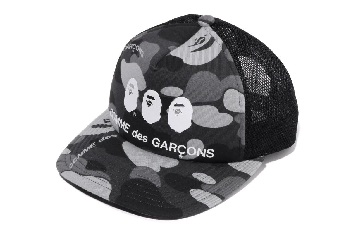 A BATHING APE COMME des GARCONS OSAKA Camo Mesh Cap Black