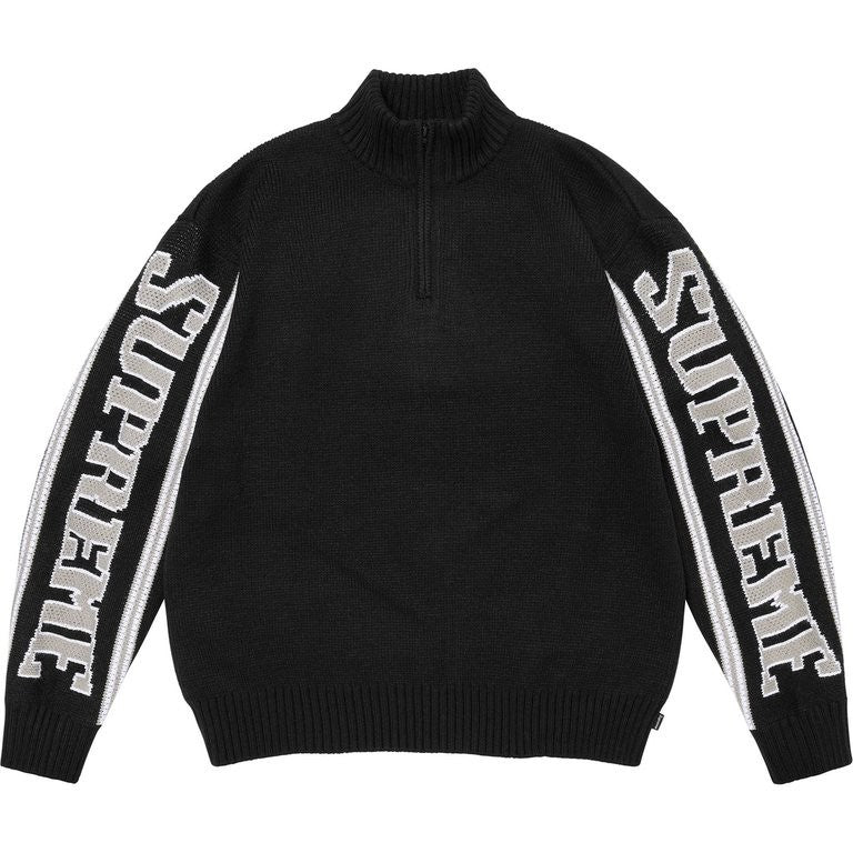Supreme Jacquard Sleeve Half Zip Sweater Black