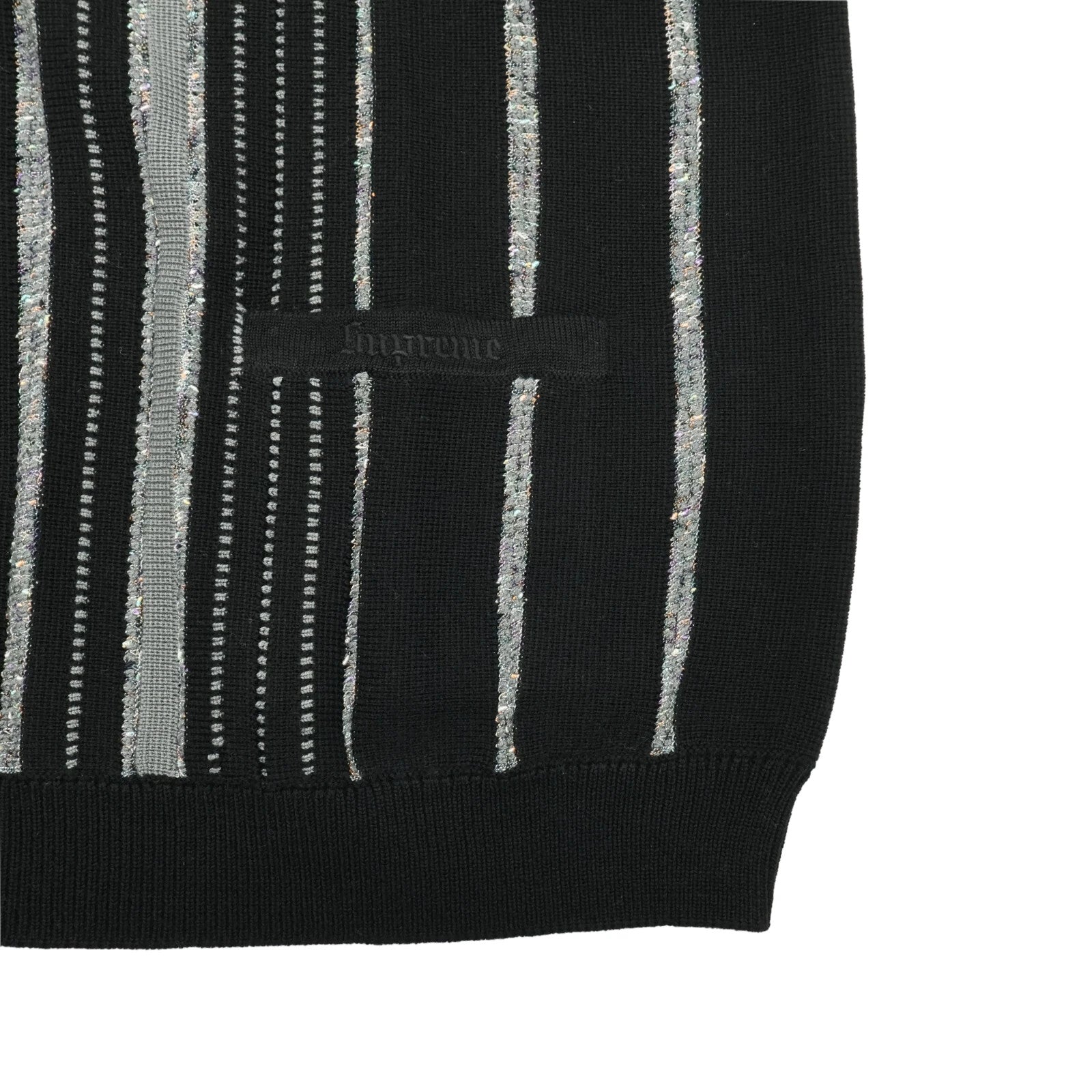 Supreme Speckle Stripe Zip Up Cardigan Black
