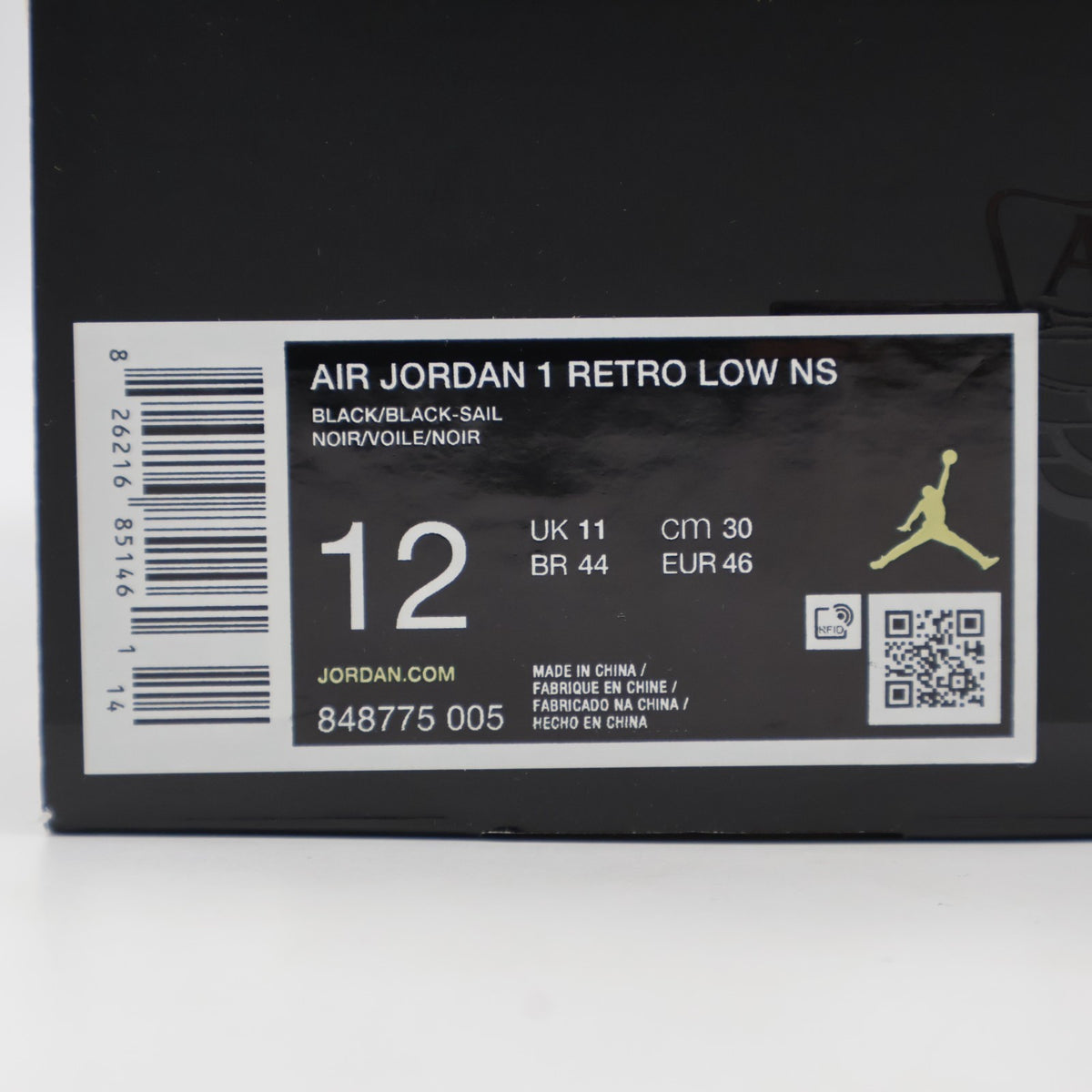 848775-005 Nike Air Jordan 1 Retro Low Swooshless Black (Men's)