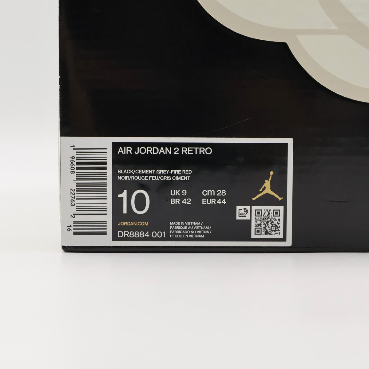 DR8884-001 Nike Air Jordan 2 Retro Black Cement Fire Red Sail Grey (Men's)