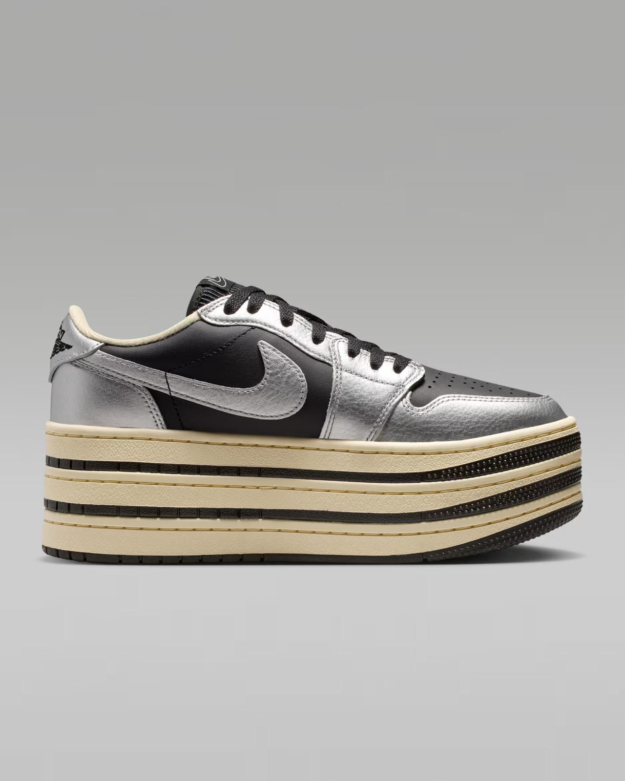 HV8288-001 Nike Air Jordan 1 Triple Stack "Metallic Silver/Black" (Women's)