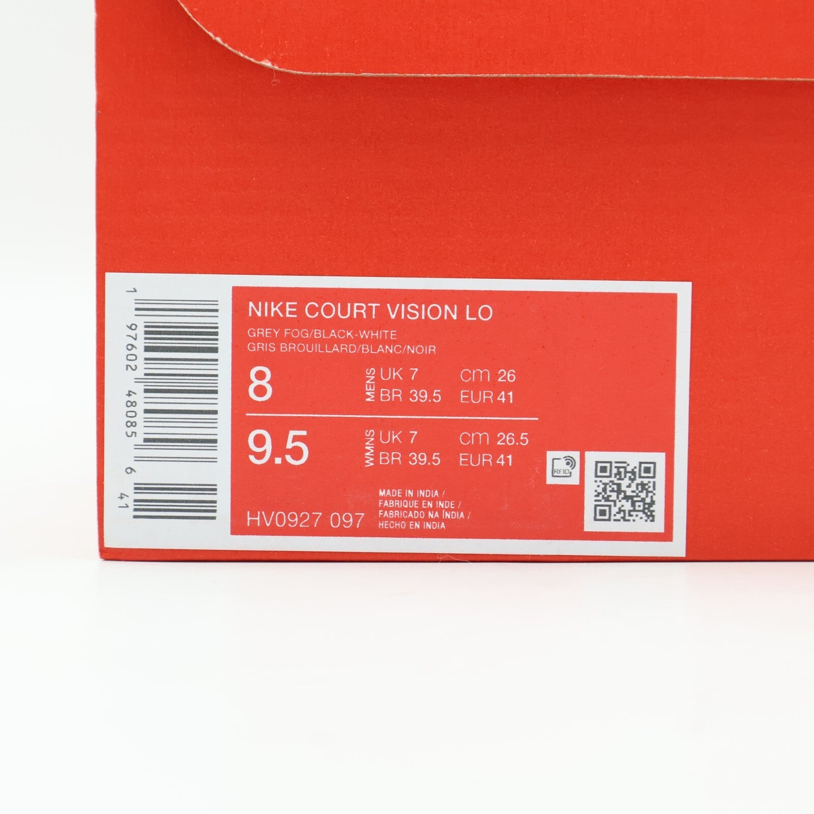 HV0927-097 Nike Court Vision Low Grey Fog Black (Men's)