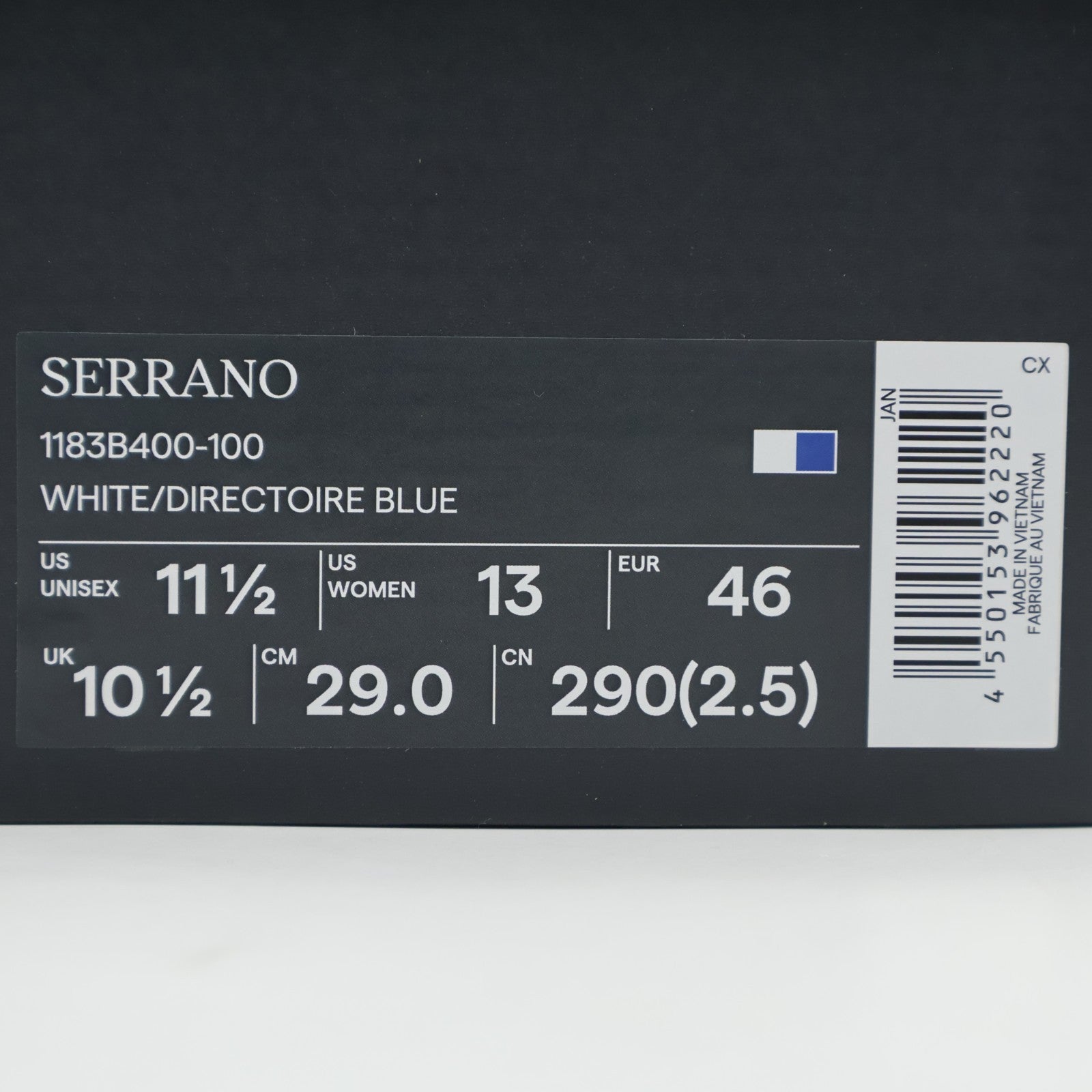 1183B400-100 Onitsuka Tiger Serrano White Directoire Blue (Men's)