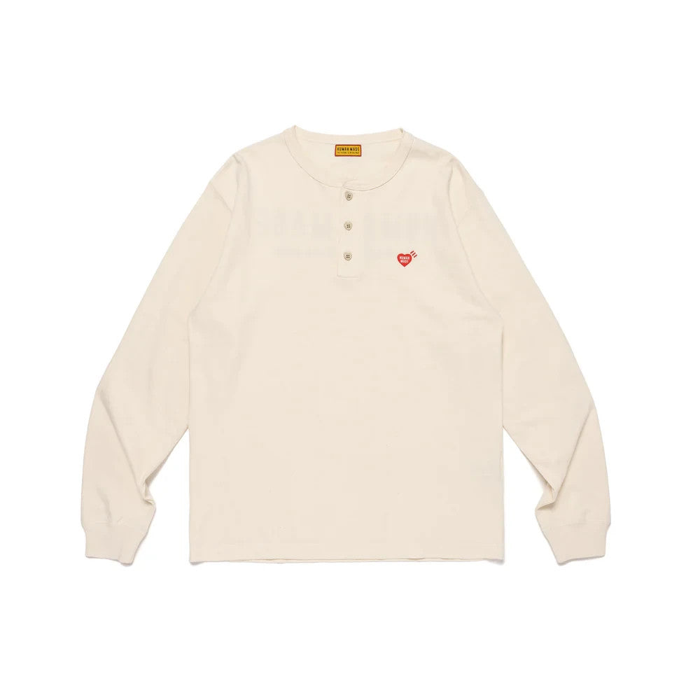 HUMAN MADE Henley Neck L/S T-Shirt White