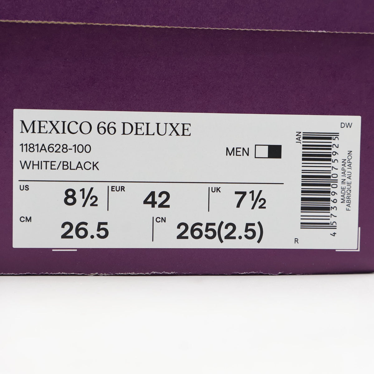 1181A628-100 Onitsuka Tiger NIPPON MADE Mexico 66 Deluxe White/Black (Men's)